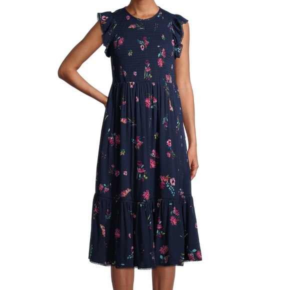 Navy Blue Floral Dress - Picture 1 of 5